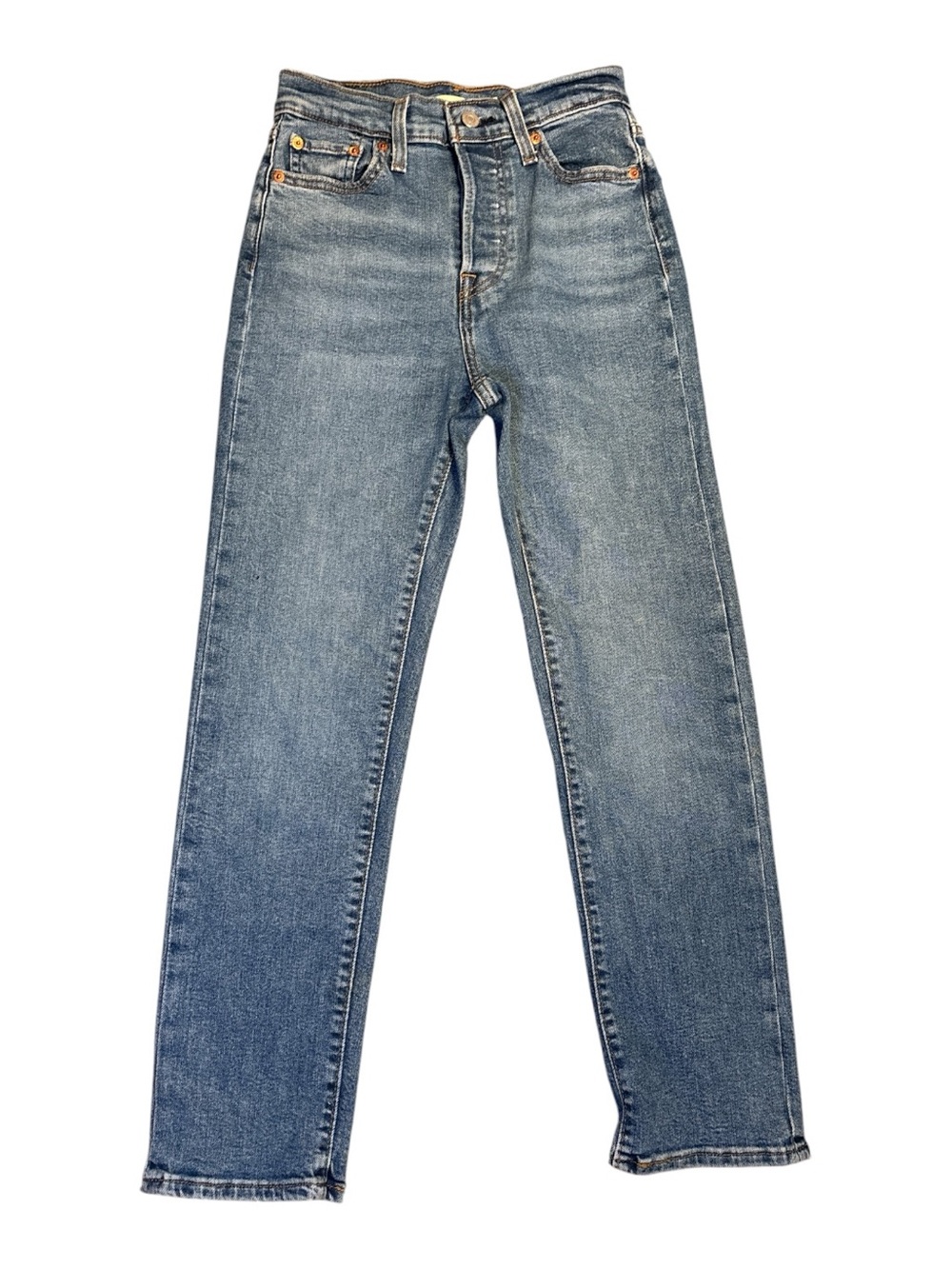 Levi’s Wedgie Straight Classic Women’s Blue Denim Jeans Button Fly 25